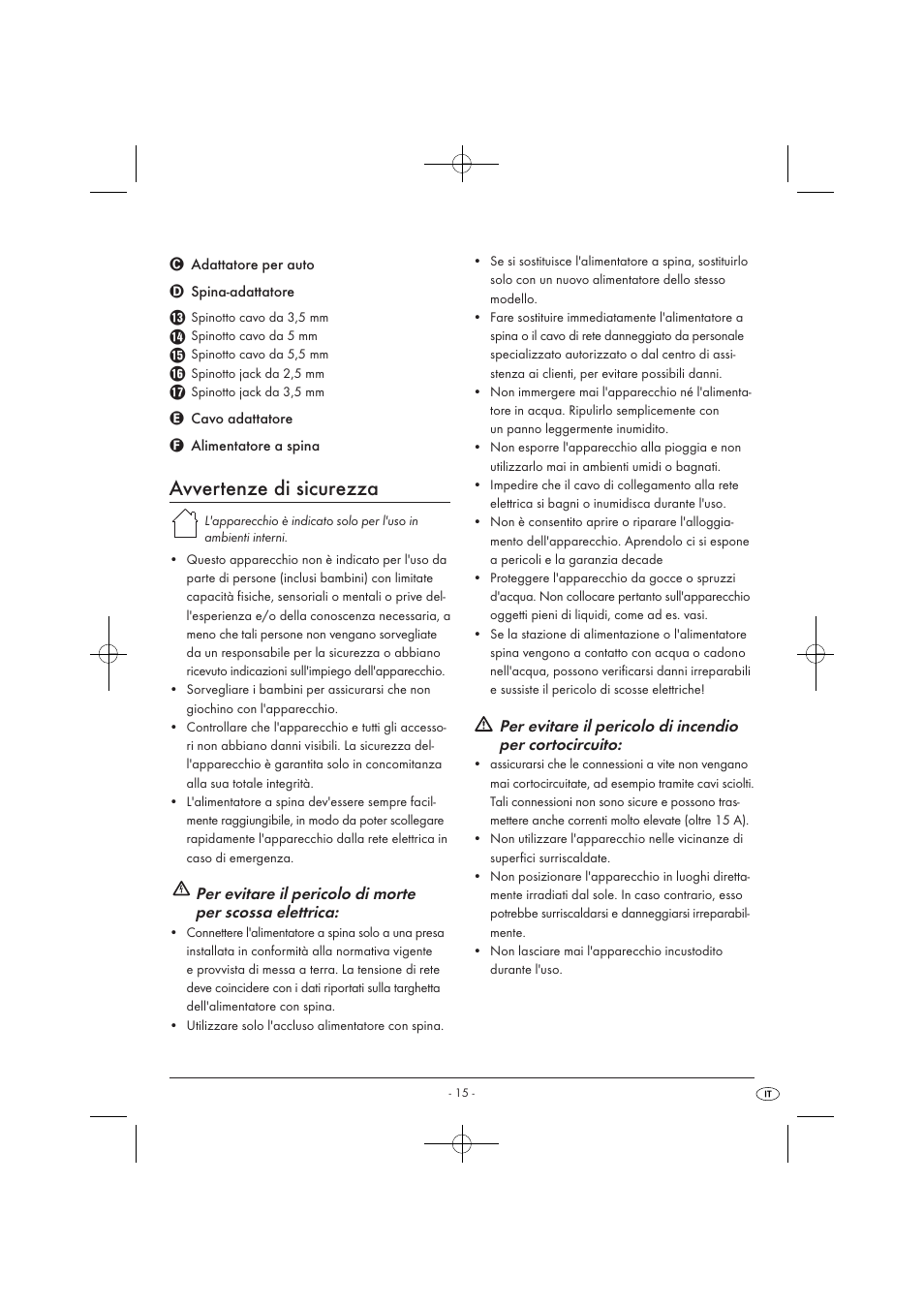 Avvertenze di sicurezza | Tronic KH 3002 User Manual | Page 17 / 62