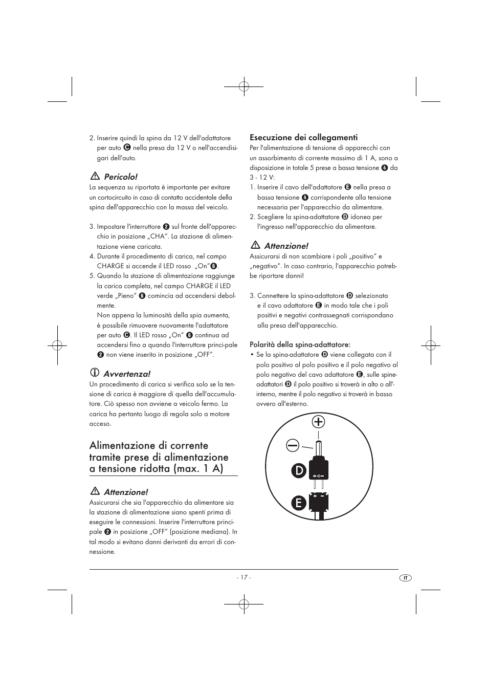 Pericolo, Avvertenza, Attenzione | Tronic KH 3002 User Manual | Page 19 / 62