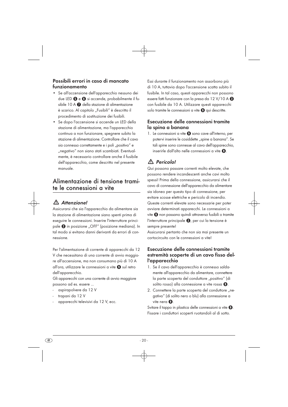 Attenzione, Pericolo | Tronic KH 3002 User Manual | Page 22 / 62