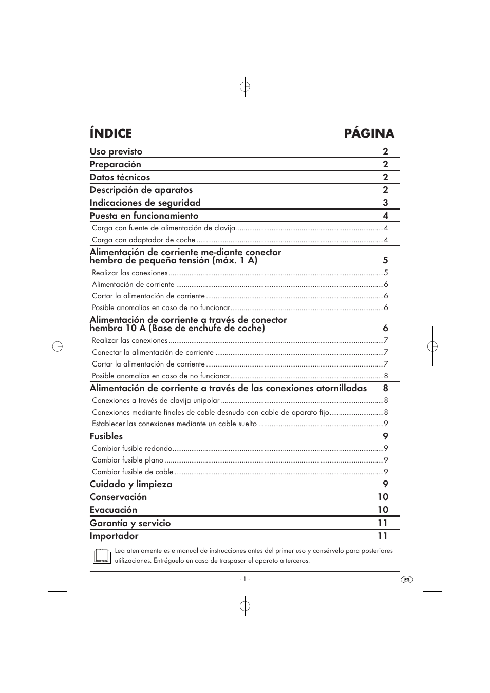 Índice página | Tronic KH 3002 User Manual | Page 3 / 62