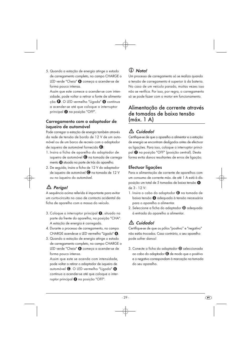 Perigo, Nota, Cuidado | Tronic KH 3002 User Manual | Page 31 / 62