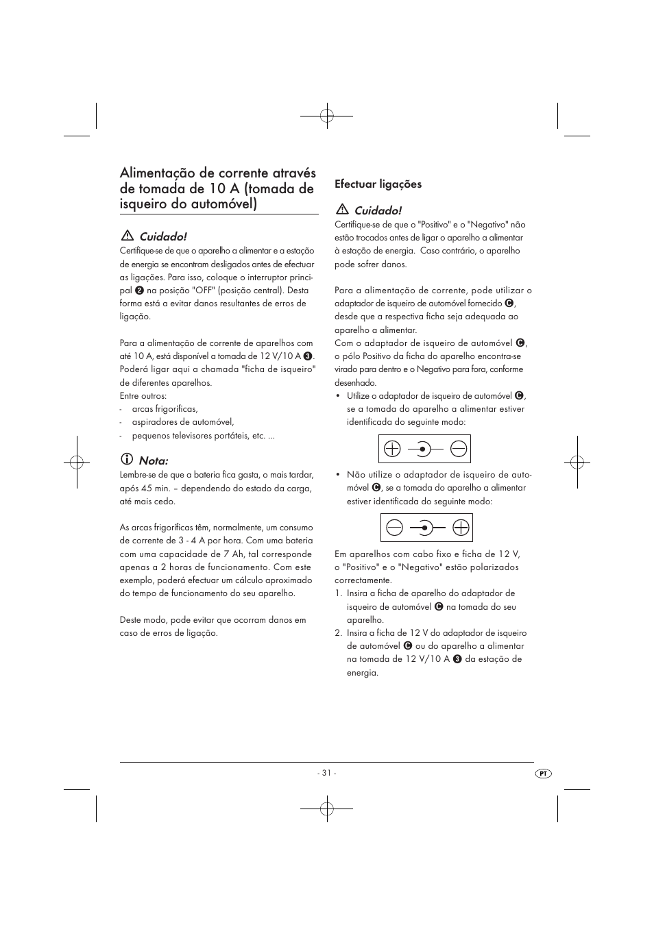 Cuidado, Nota, Efectuar ligações | Tronic KH 3002 User Manual | Page 33 / 62