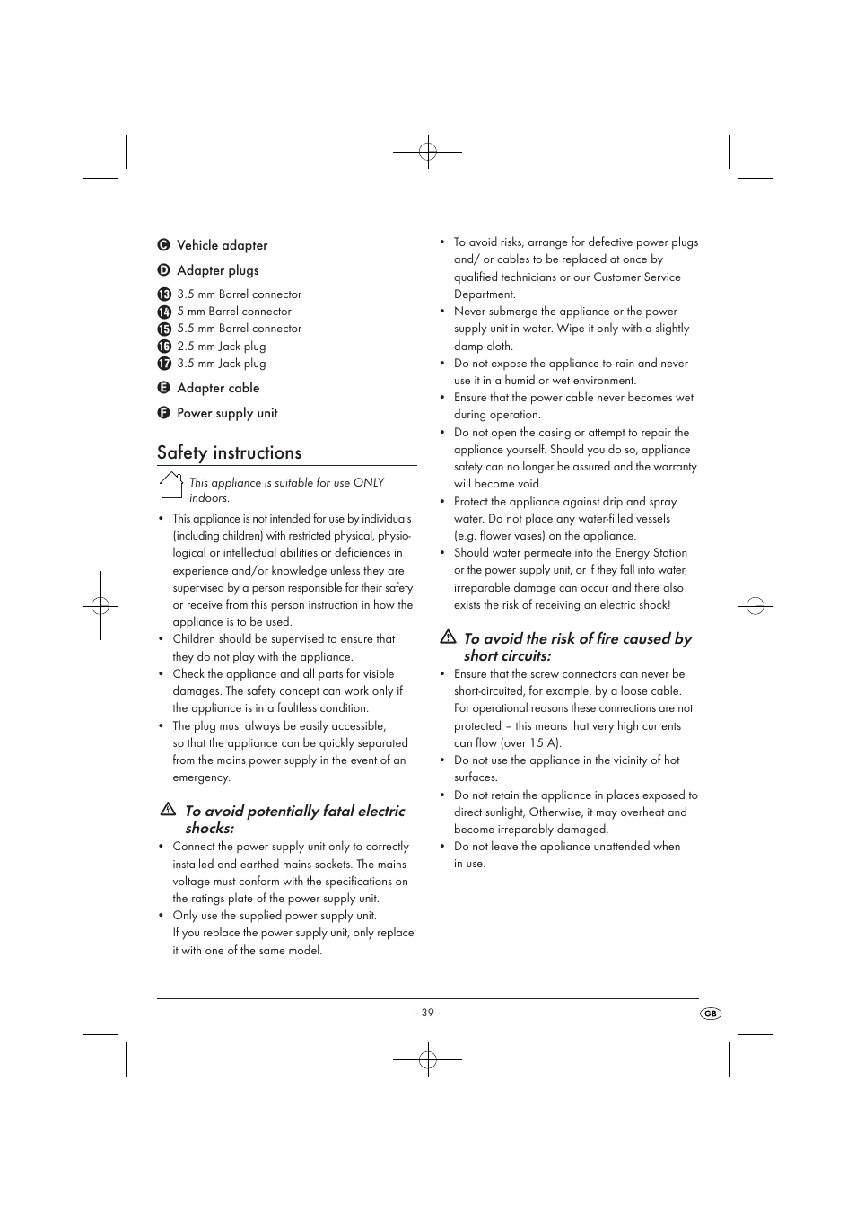 Safety instructions | Tronic KH 3002 User Manual | Page 41 / 62