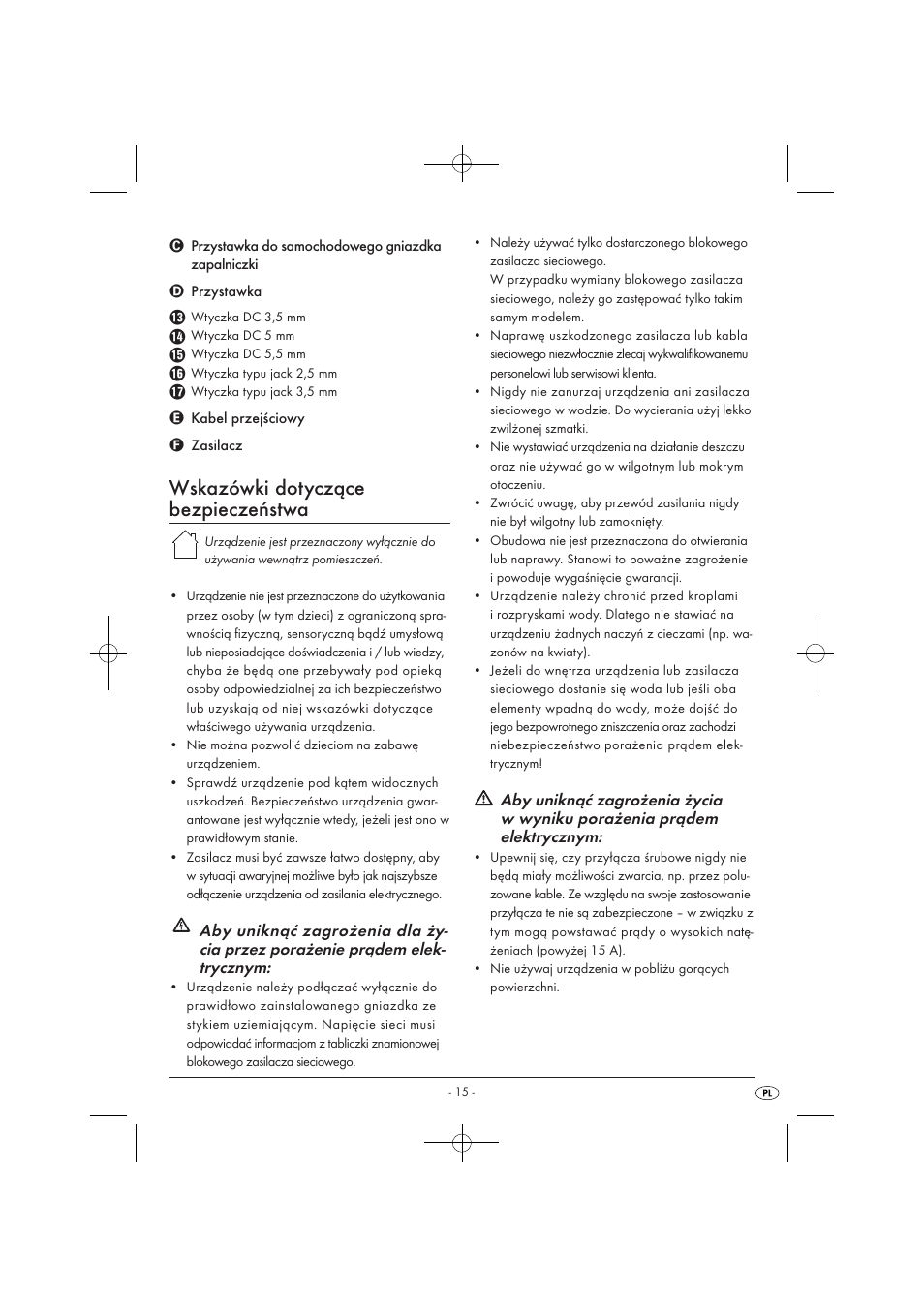 Wskazówki dotyczące bezpieczeństwa | Tronic KH 3002 User Manual | Page 17 / 98