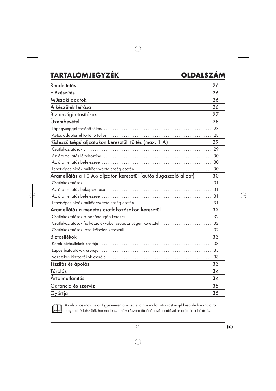 Tartalomjegyzék oldalszám | Tronic KH 3002 User Manual | Page 27 / 98