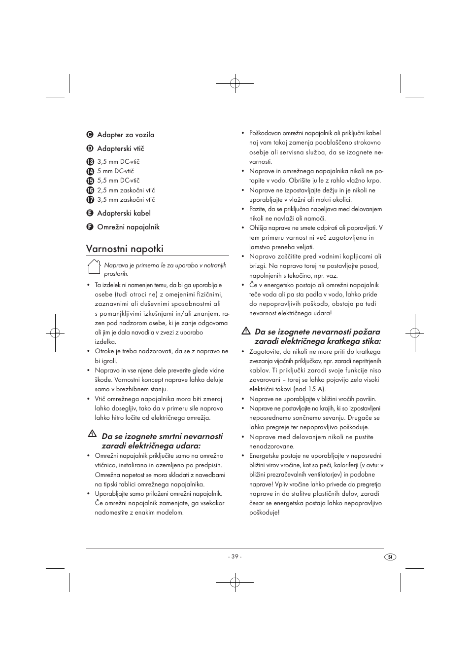 Varnostni napotki | Tronic KH 3002 User Manual | Page 41 / 98