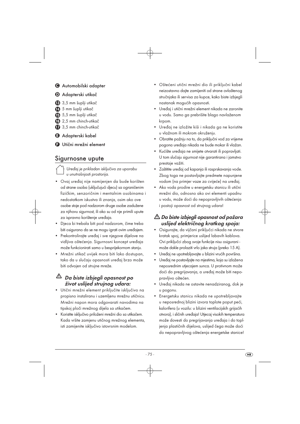 Sigurnosne upute | Tronic KH 3002 User Manual | Page 77 / 98