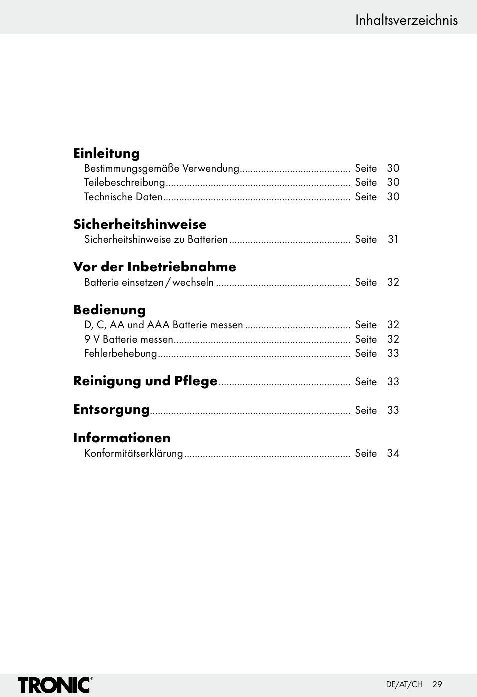 Tronic H12276 User Manual | Page 29 / 35