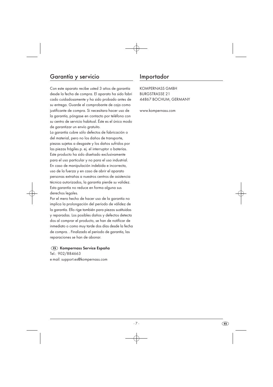 Garantía y servicio, Importador | Tronic TLG 1000 A1 User Manual | Page 9 / 34