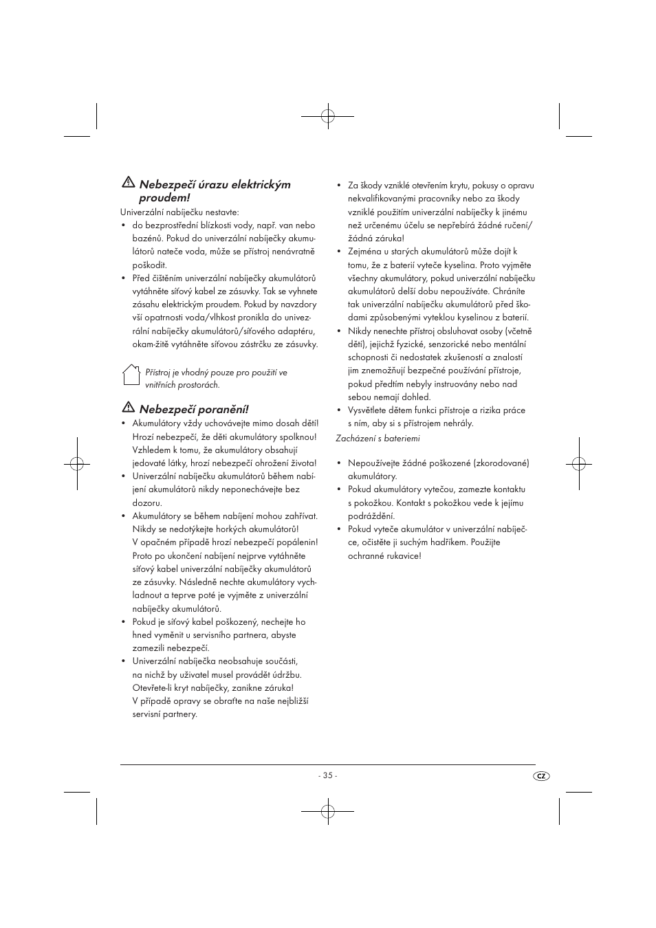 Nebezpečí úrazu elektrickým proudem, Nebezpečí poranění | Tronic TLG 1000 A1 User Manual | Page 37 / 66