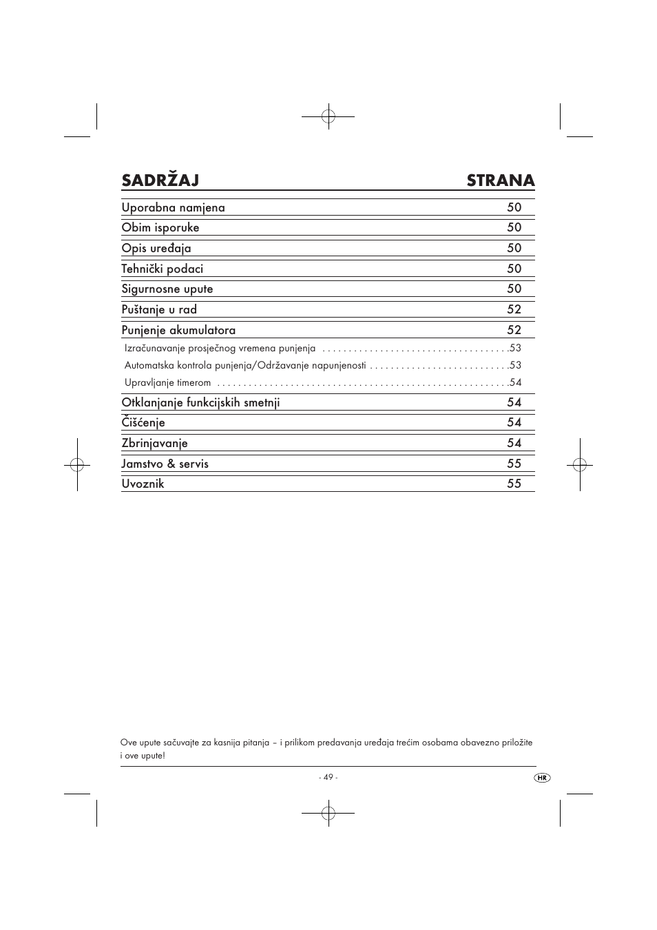 Sadržaj strana | Tronic TLG 1000 A1 User Manual | Page 51 / 66