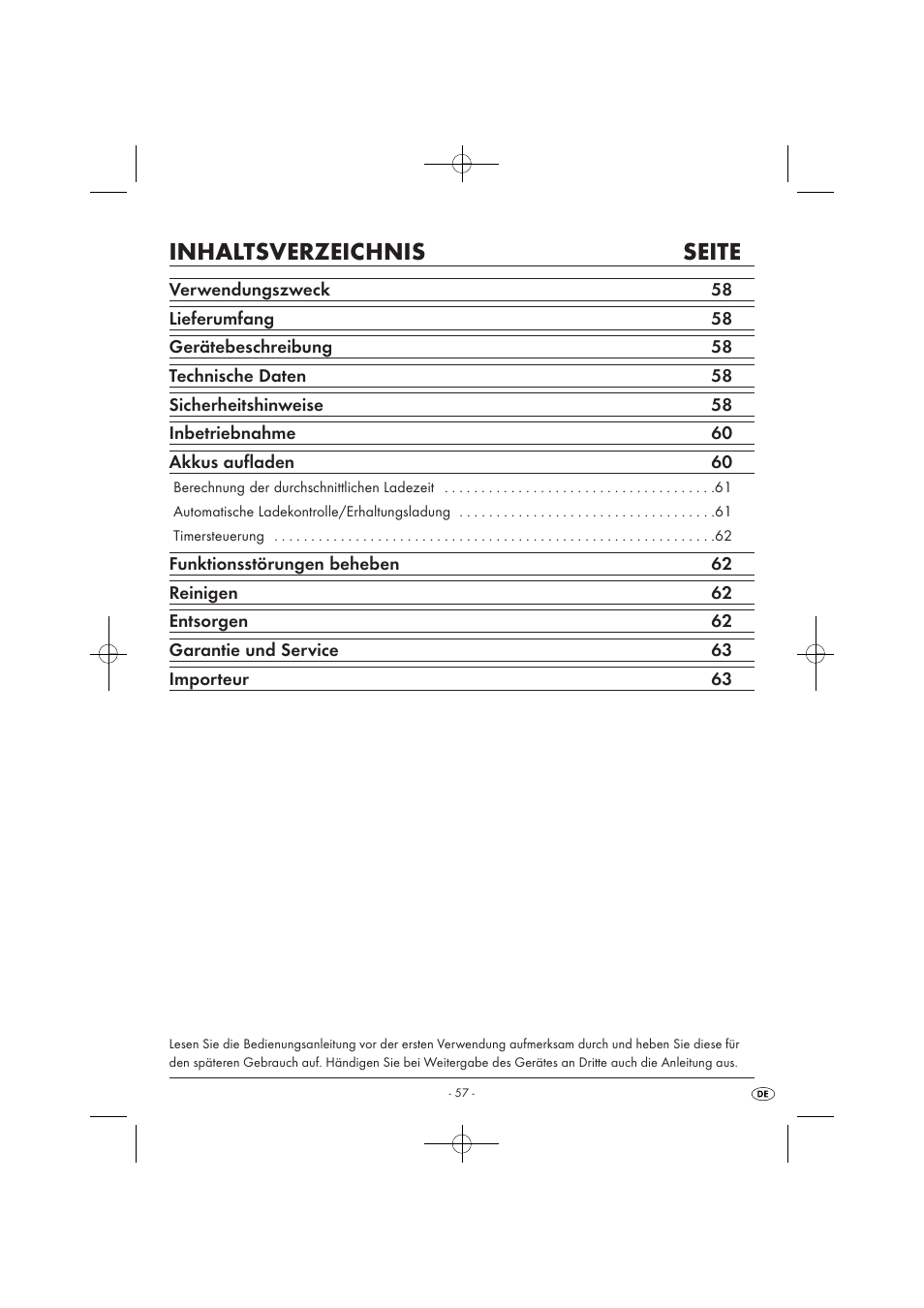 Inhaltsverzeichnis seite | Tronic TLG 1000 A1 User Manual | Page 59 / 66