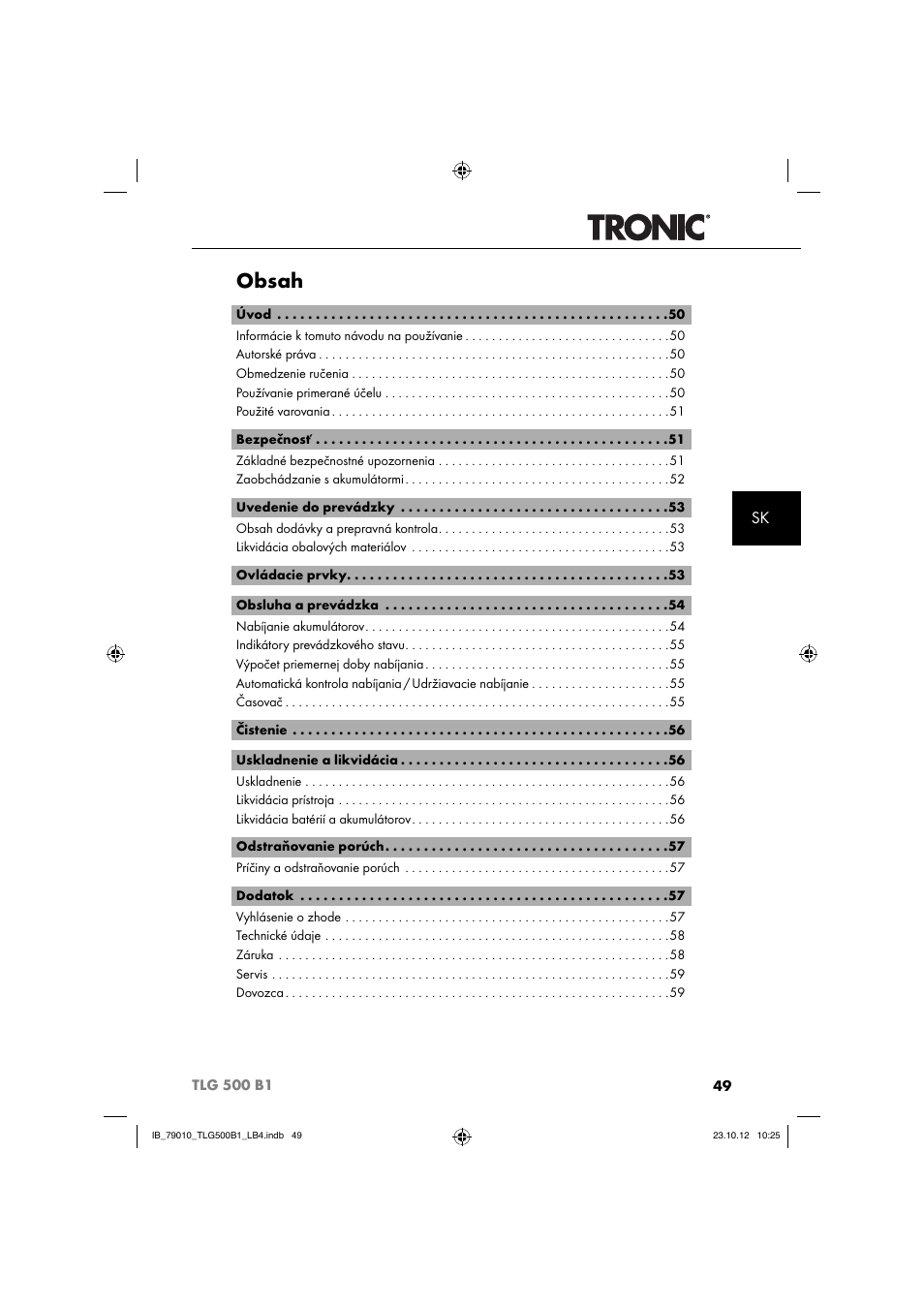 Tronic TLG 500 B1 User Manual | Page 52 / 75