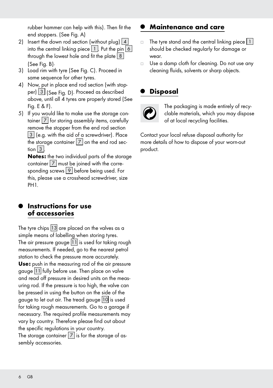 Instructions for use of accessories, Maintenance and care, Disposal | Ultimate Speed Z31365 User Manual | Page 6 / 20