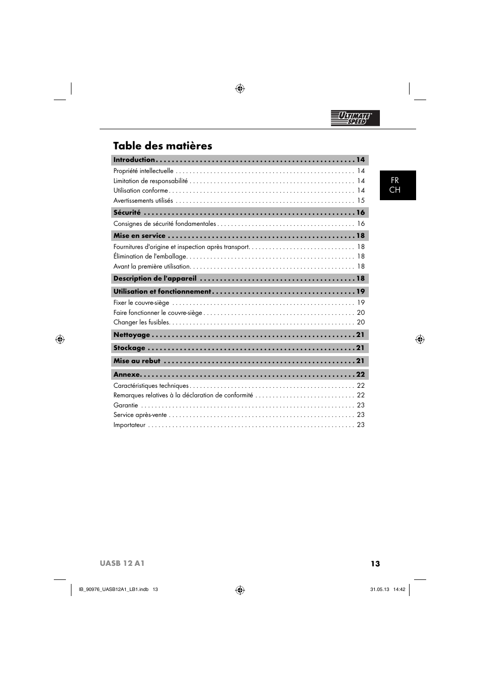 Ultimate Speed UASB 12 A1 User Manual | Page 16 / 63