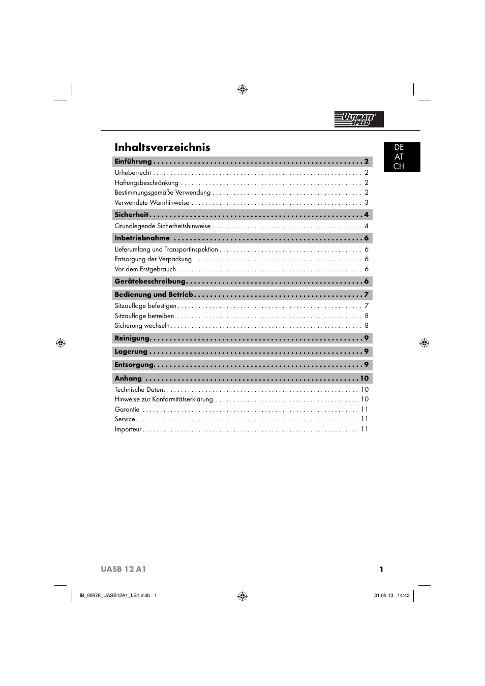 Ultimate Speed UASB 12 A1 User Manual | Page 4 / 63