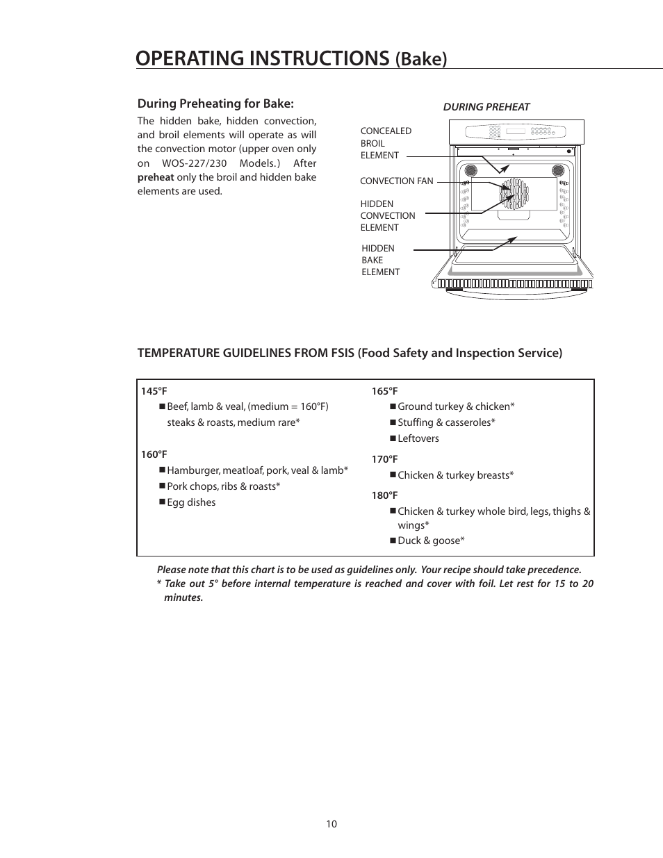 Operating instructions, Bake) | DCS WOS-227 User Manual | Page 10 / 26