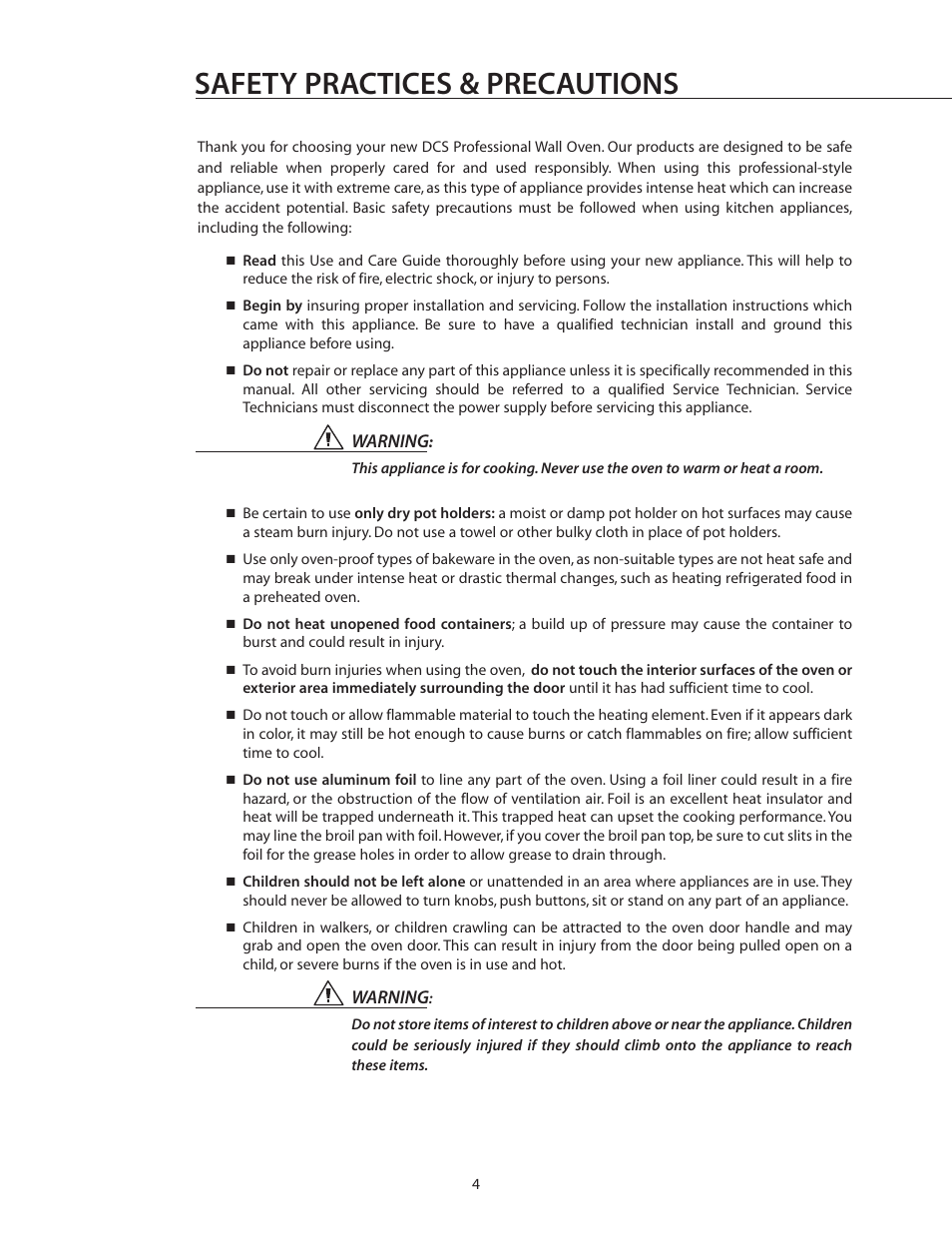Safety practices & precautions | DCS WOS-227 User Manual | Page 4 / 26