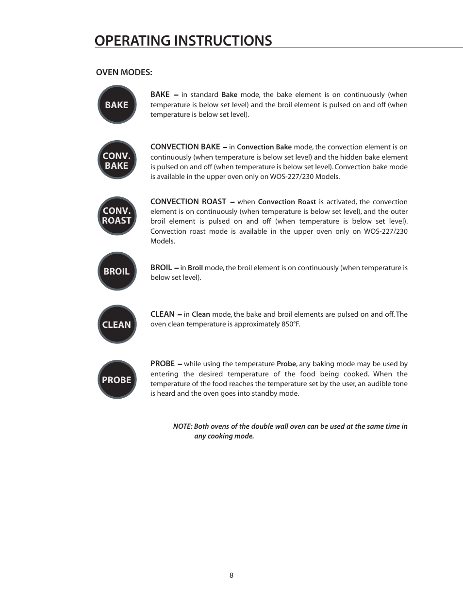 Operating instructions | DCS WOS-227 User Manual | Page 8 / 26