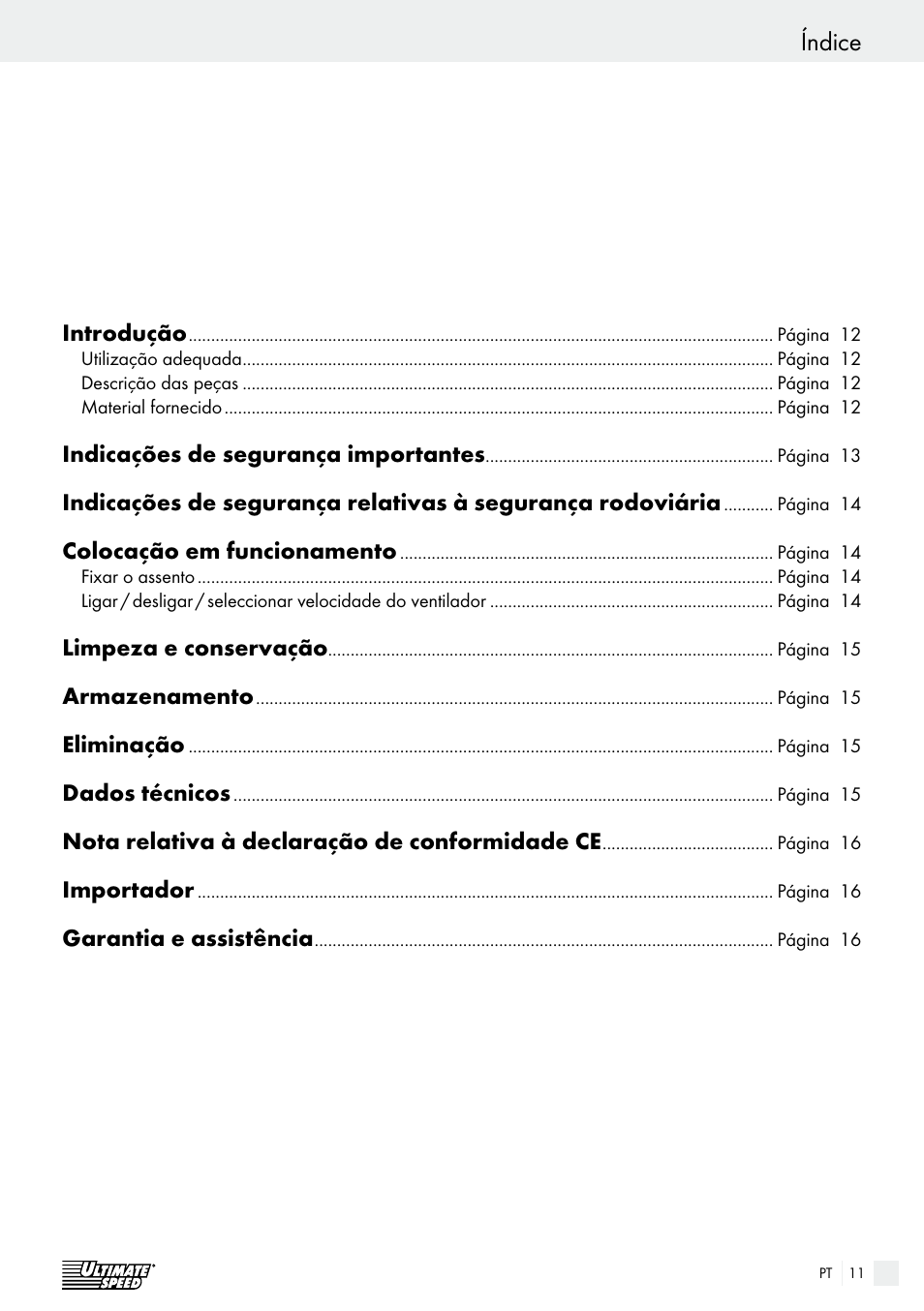Índice | Ultimate Speed USB 12 A1 User Manual | Page 11 / 30