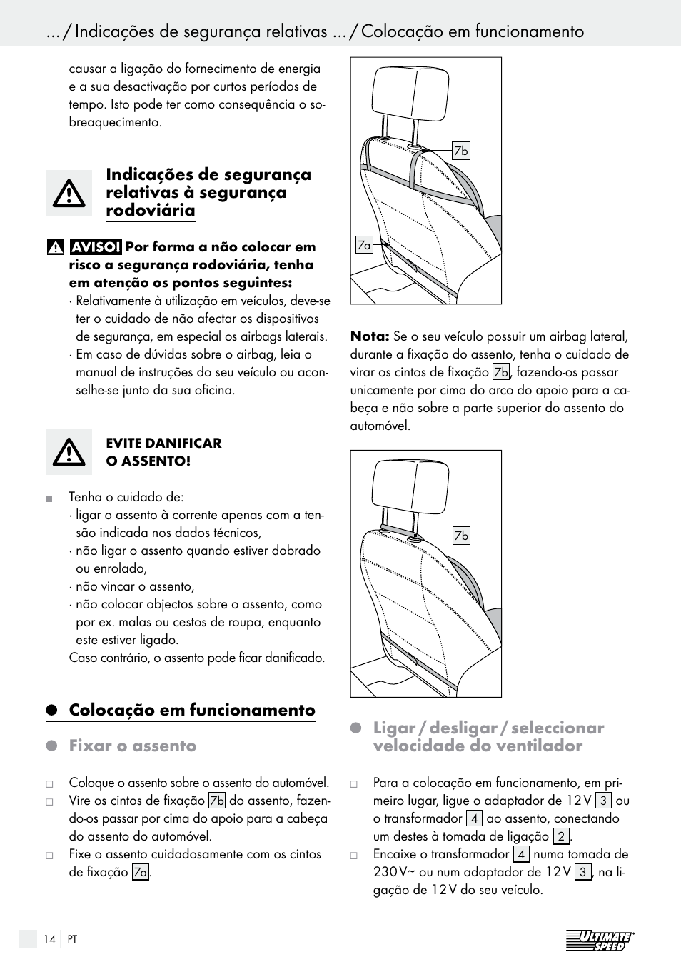 Colocação em funcionamento fixar o assento | Ultimate Speed USB 12 A1 User Manual | Page 14 / 30