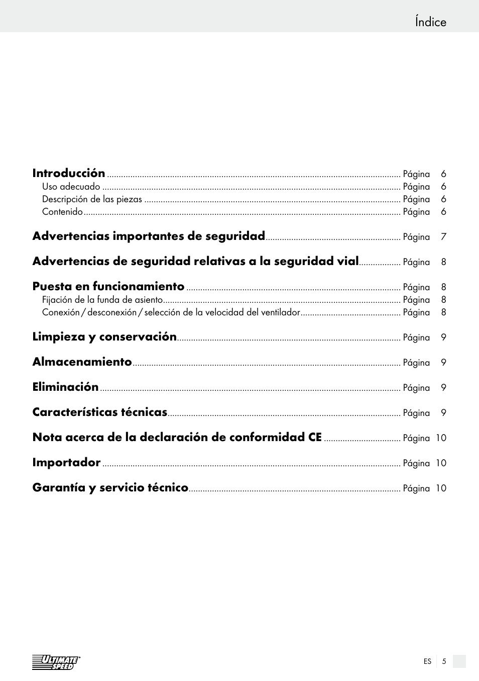 Índice | Ultimate Speed USB 12 A1 User Manual | Page 5 / 30