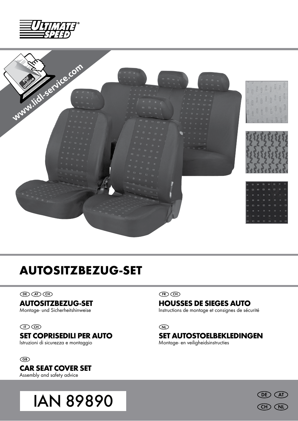 Ultimate Speed Car Seat Cover User Manual | 15 pages