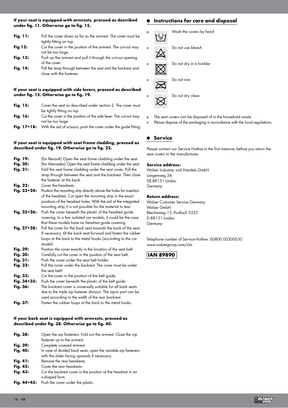 Ultimate Speed Car Seat Cover User Manual | Page 14 / 15