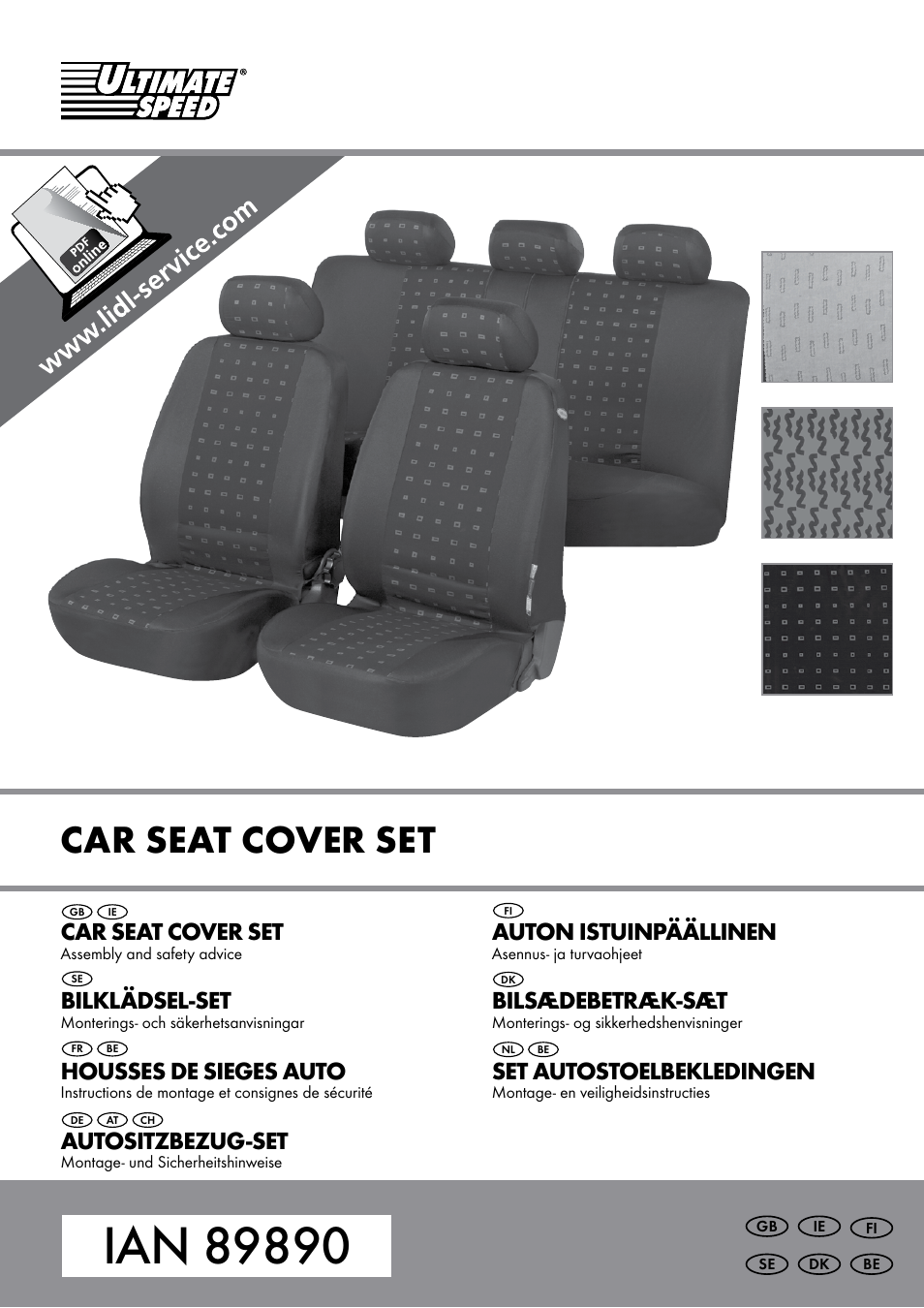 Ultimate Speed Car Seat Cover User Manual | 19 pages