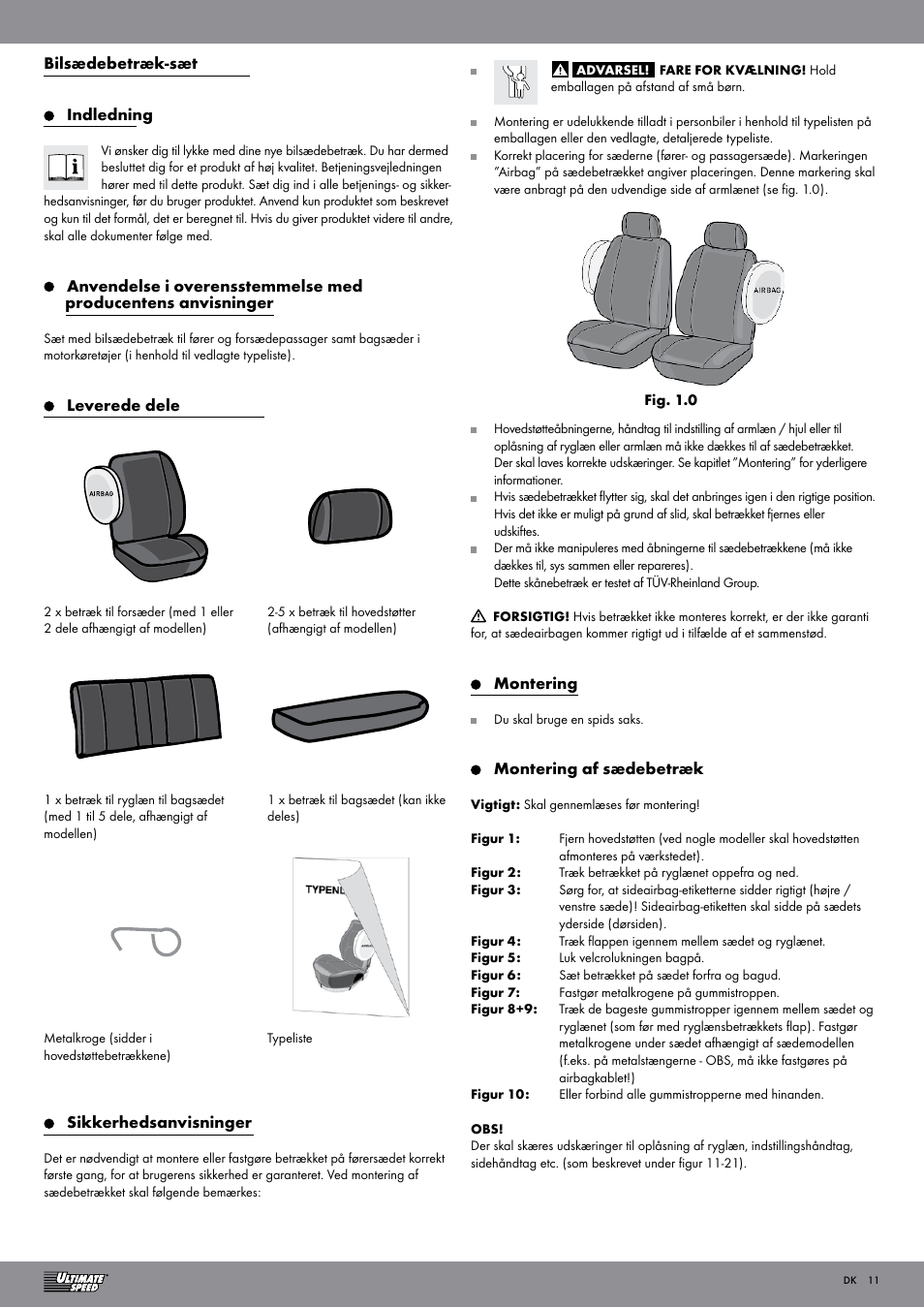 Ultimate Speed Car Seat Cover User Manual | Page 11 / 19