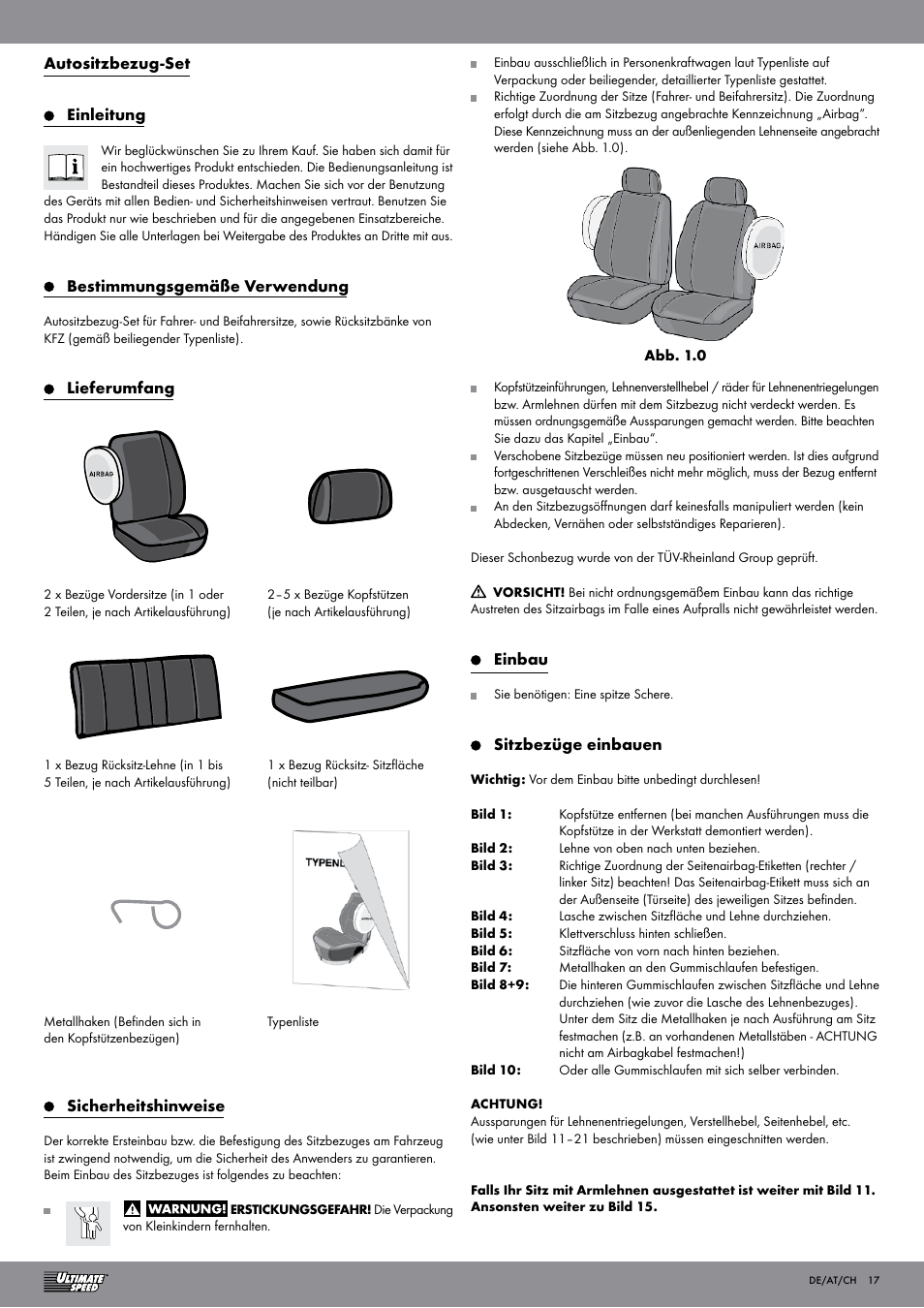 Ultimate Speed Car Seat Cover User Manual | Page 17 / 19