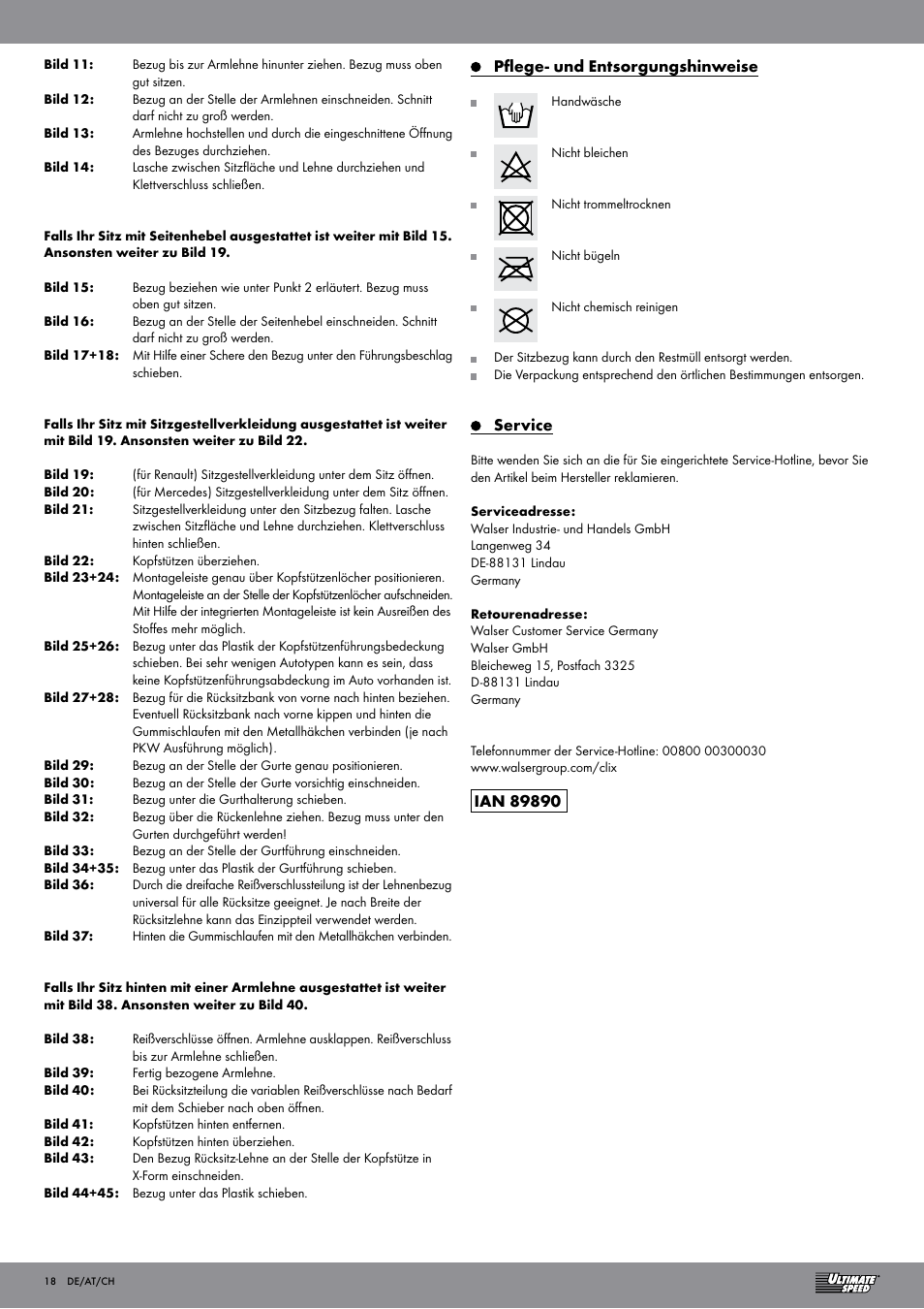 Ultimate Speed Car Seat Cover User Manual | Page 18 / 19