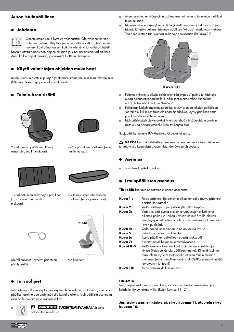 Ultimate Speed Car Seat Cover User Manual | Page 7 / 19