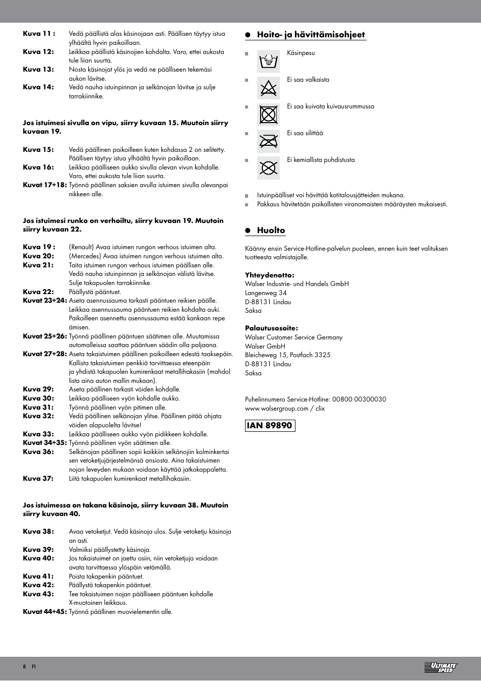 Ultimate Speed Car Seat Cover User Manual | Page 8 / 19