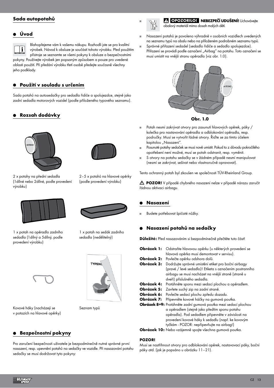 Ultimate Speed Car Seat Cover User Manual | Page 13 / 19
