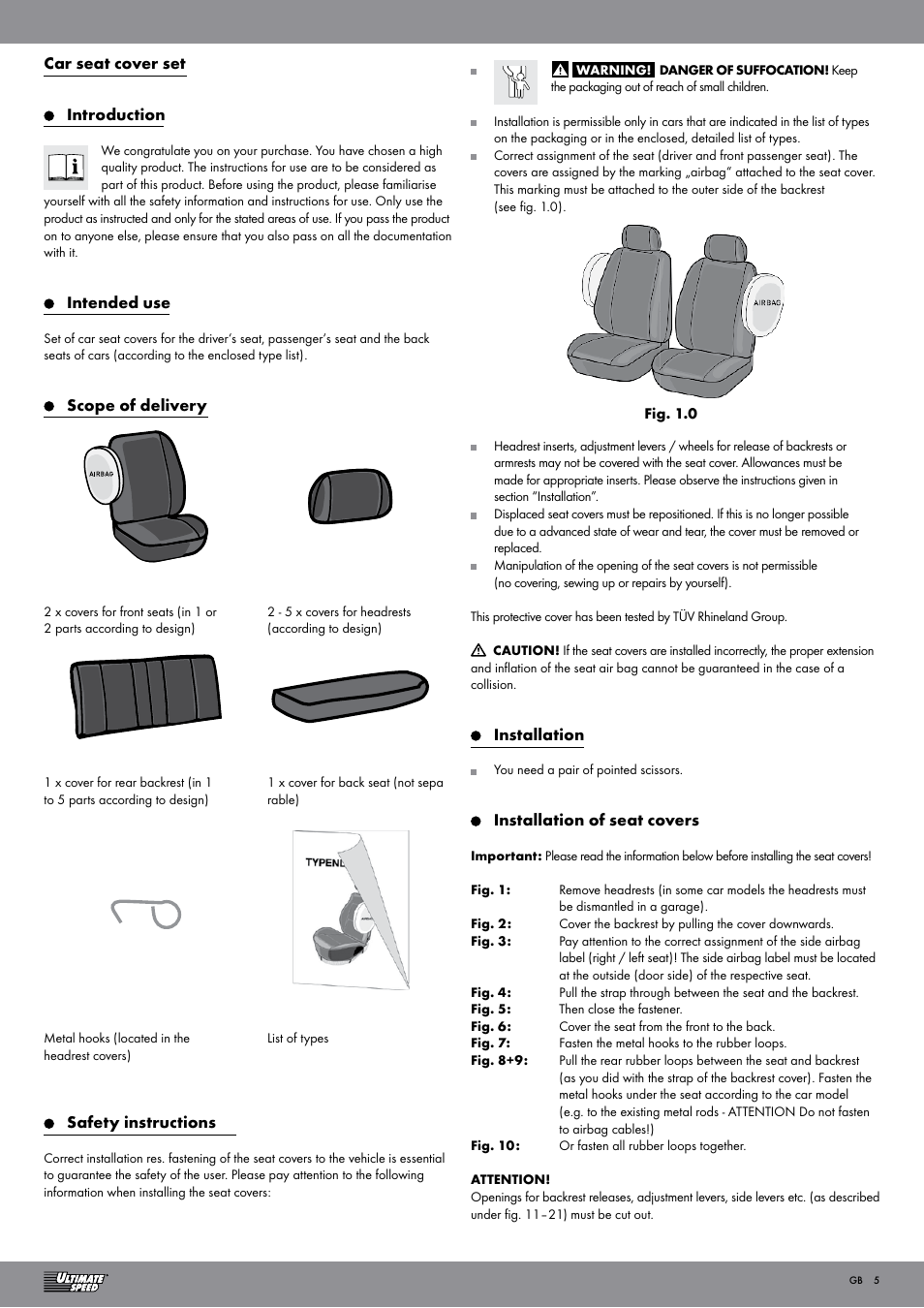 Ultimate Speed Car Seat Cover User Manual | Page 5 / 19