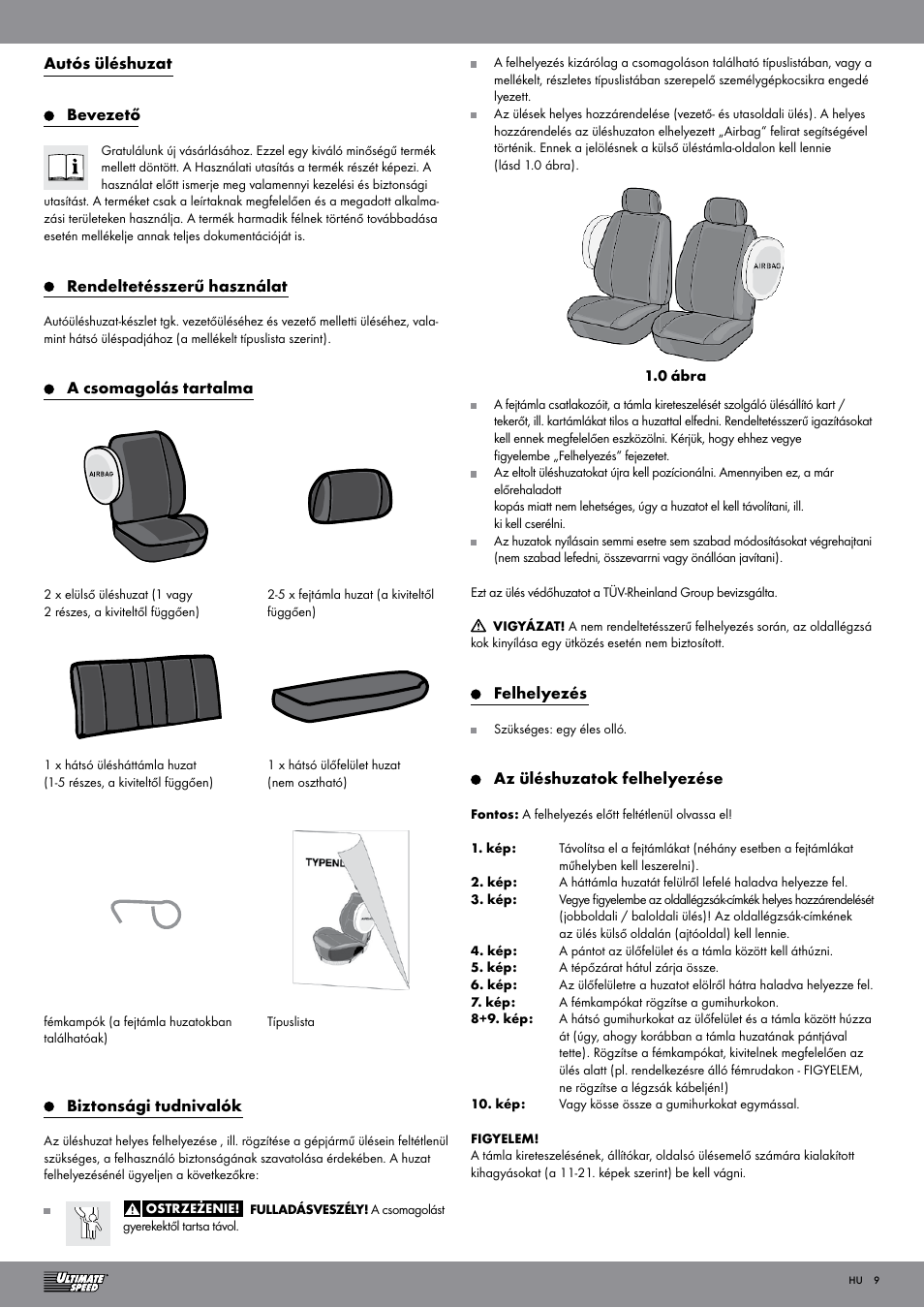 Ultimate Speed Car Seat Cover User Manual | Page 9 / 19