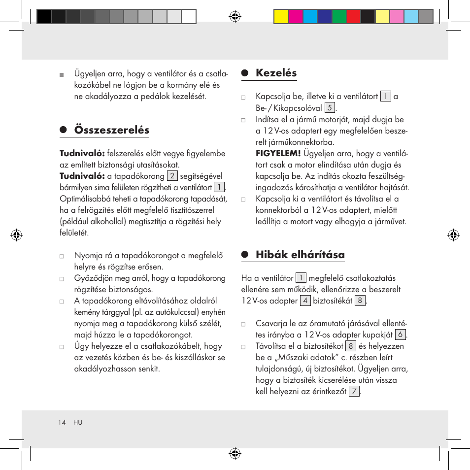 Összeszerelés, Kezelés, Hibák elhárítása | Ultimate Speed Z31391 User Manual | Page 14 / 34