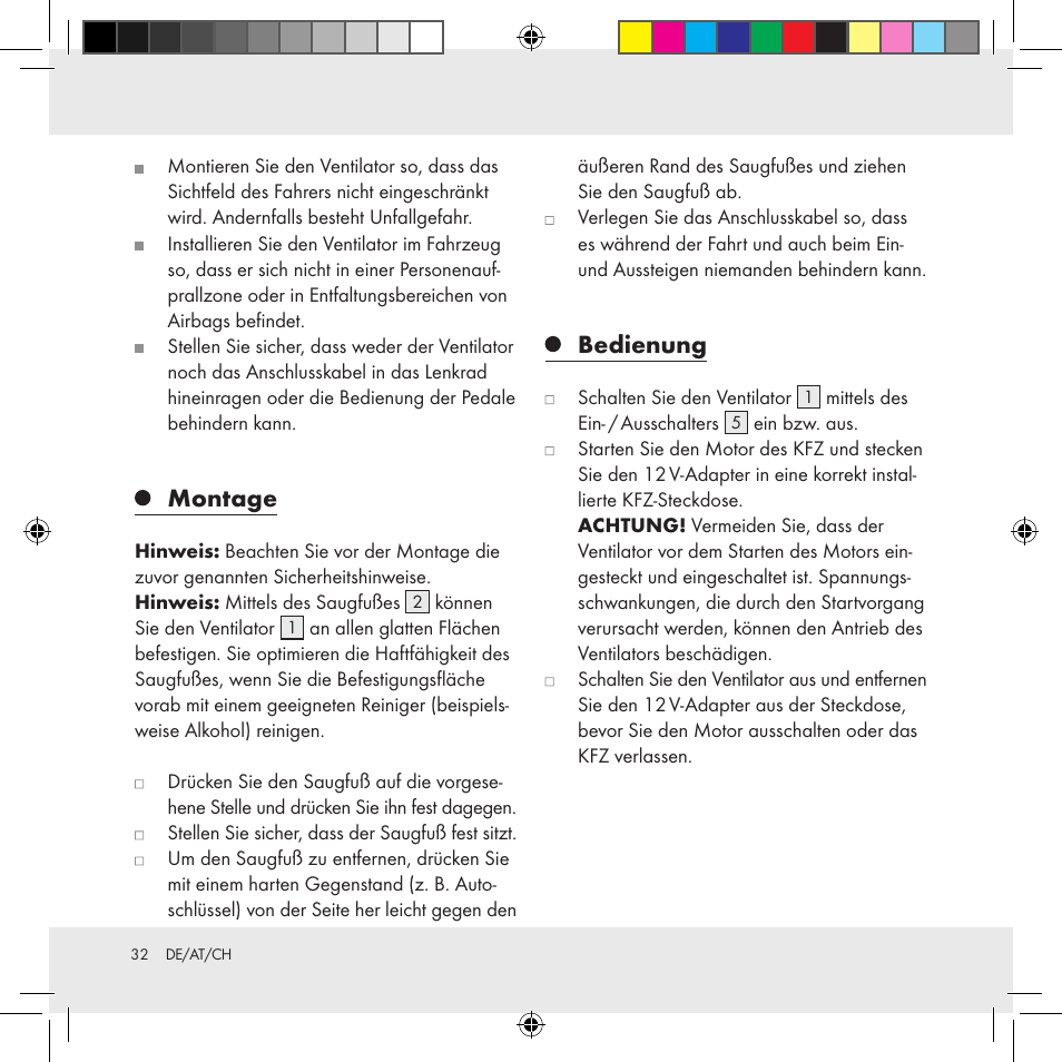 Montage, Bedienung | Ultimate Speed Z31391 User Manual | Page 32 / 34