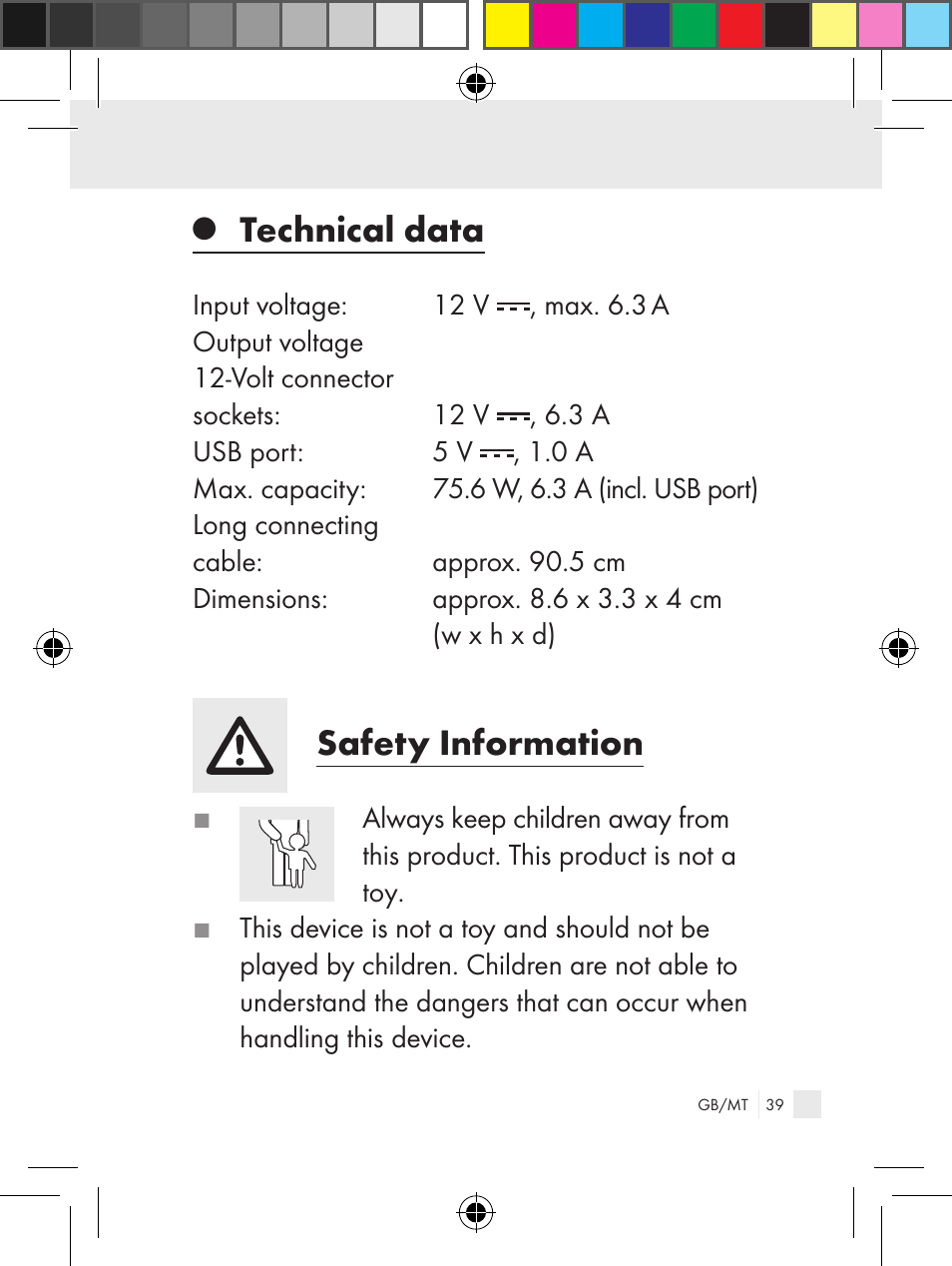 Technical data, Safety information | Ultimate Speed Z31381 User Manual | Page 39 / 58