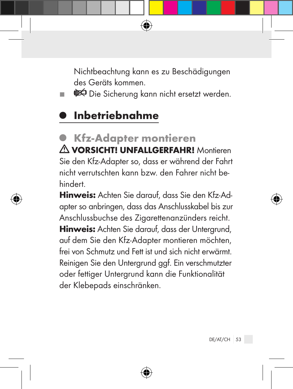 Inbetriebnahme, Kfz-adapter montieren | Ultimate Speed Z31381 User Manual | Page 53 / 58