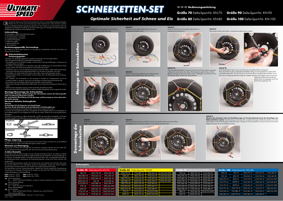 Ultimate Speed SNOW CHAIN SET User Manual | 4 pages