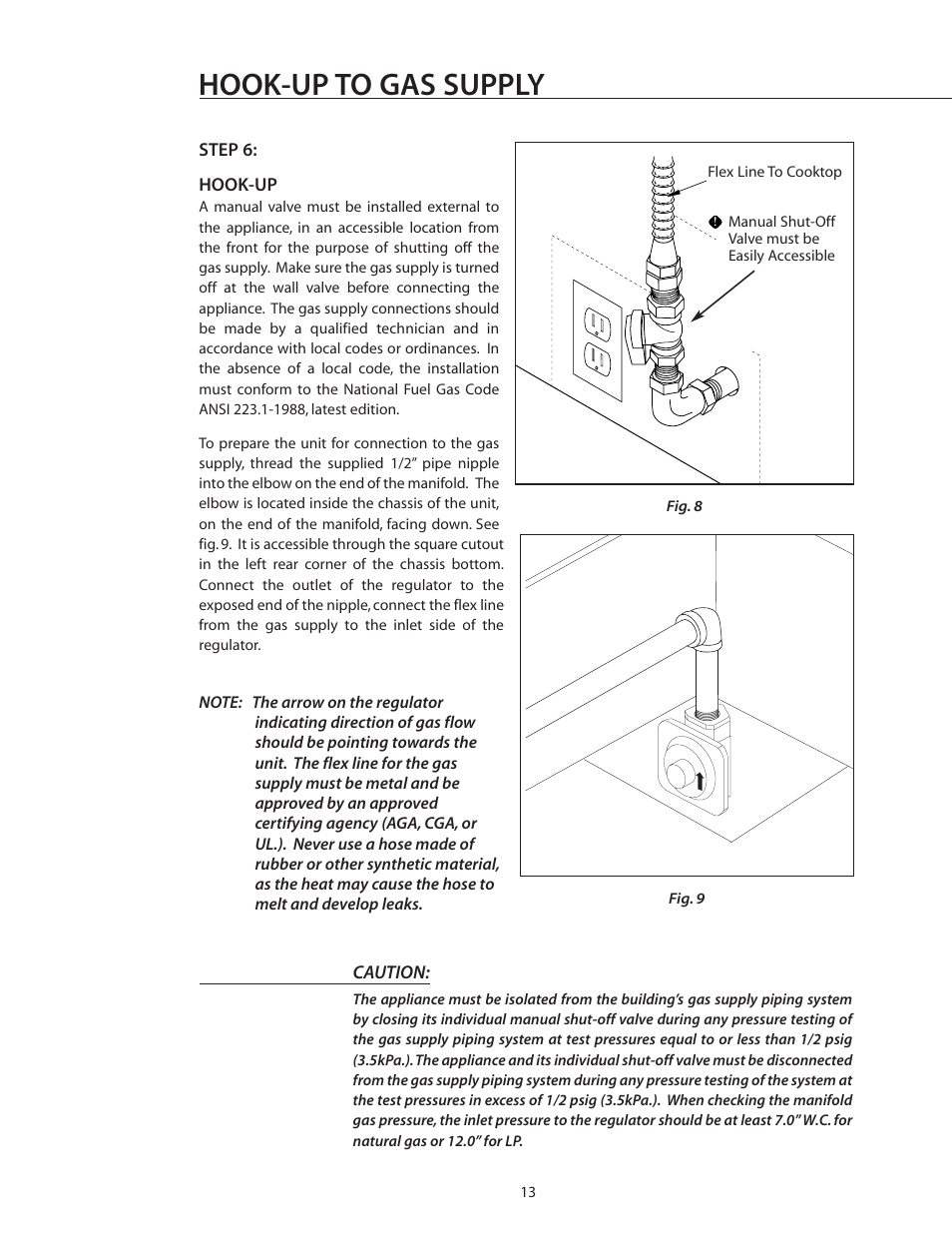 Hook-up to gas supply | DCS CS-364GL User Manual | Page 14 / 26