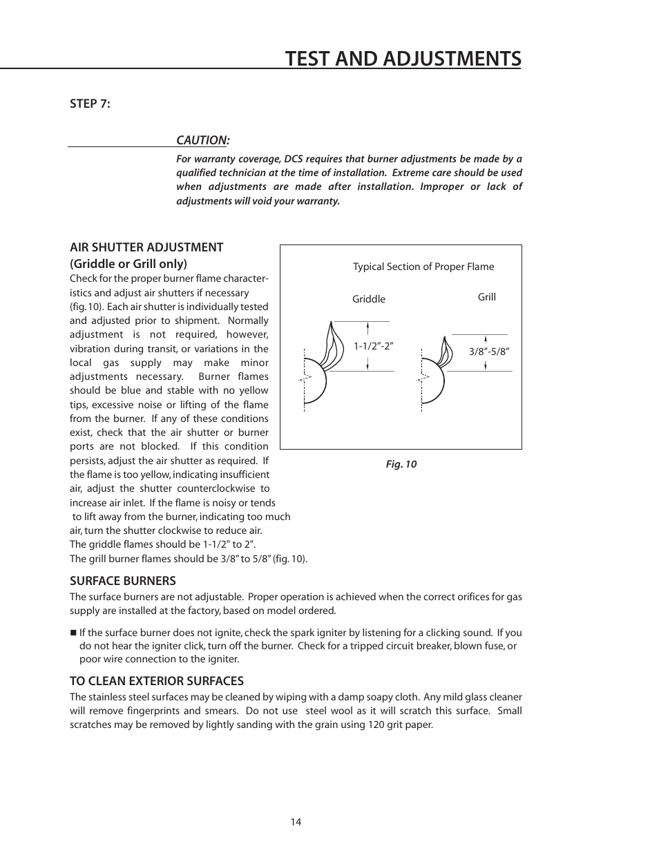 Test and adjustments | DCS CS-364GL User Manual | Page 15 / 26