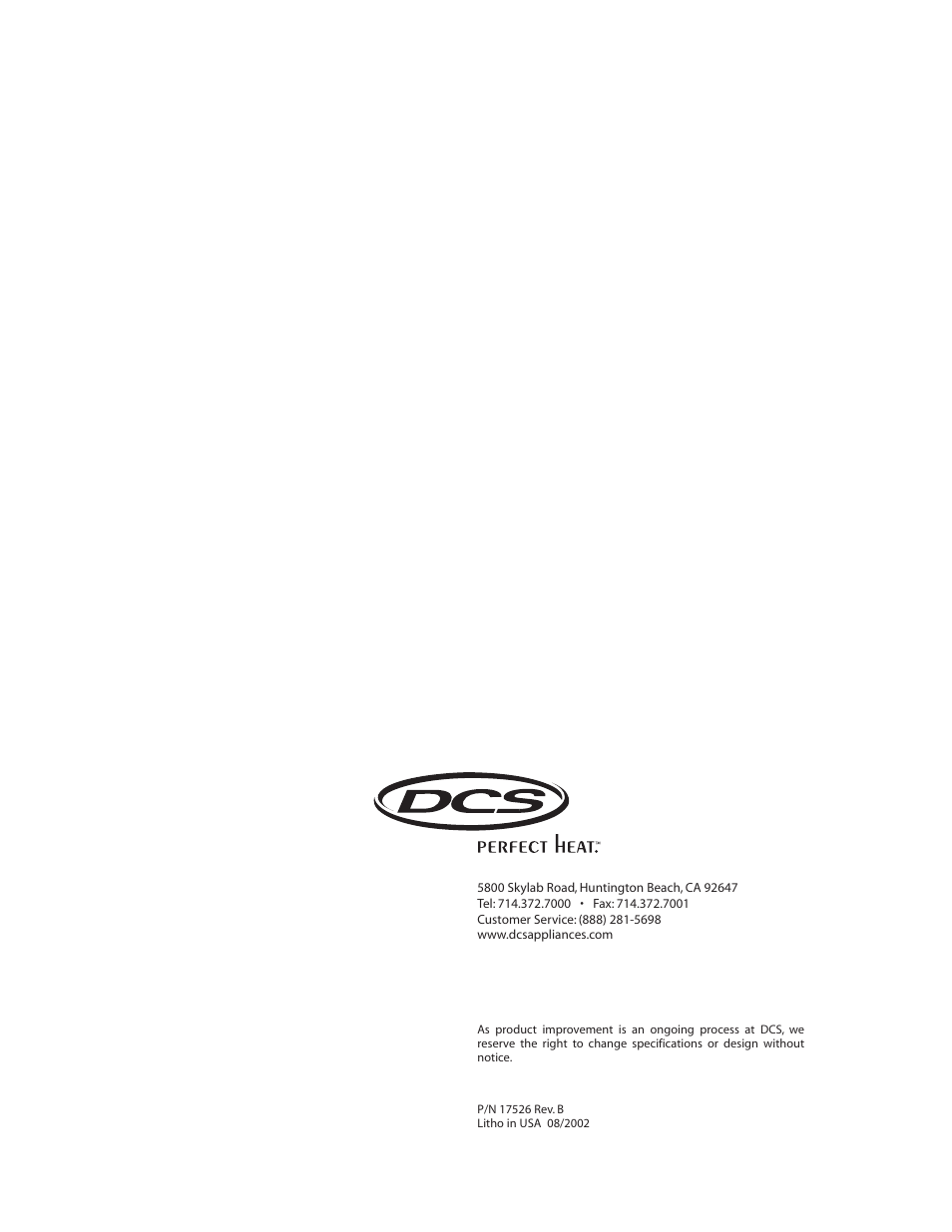 DCS CS-364GL User Manual | Page 26 / 26