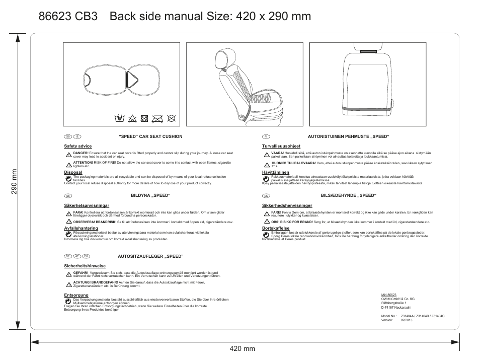 Ultimate Speed Z31404A / Z31404B / Z31404C User Manual | 1 page