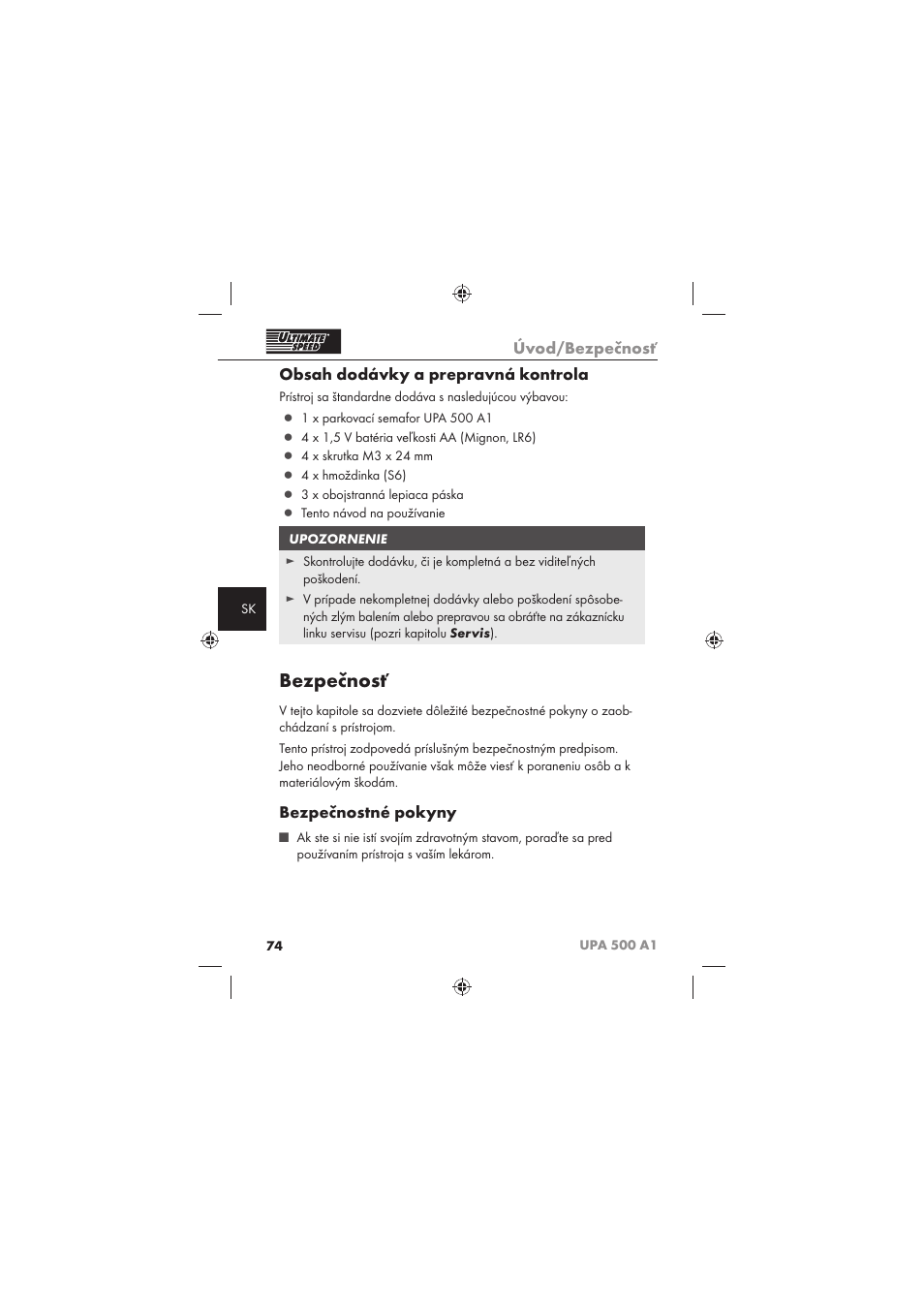 Ultimate Speed UPA 500 A1 User Manual | Page 76 / 86