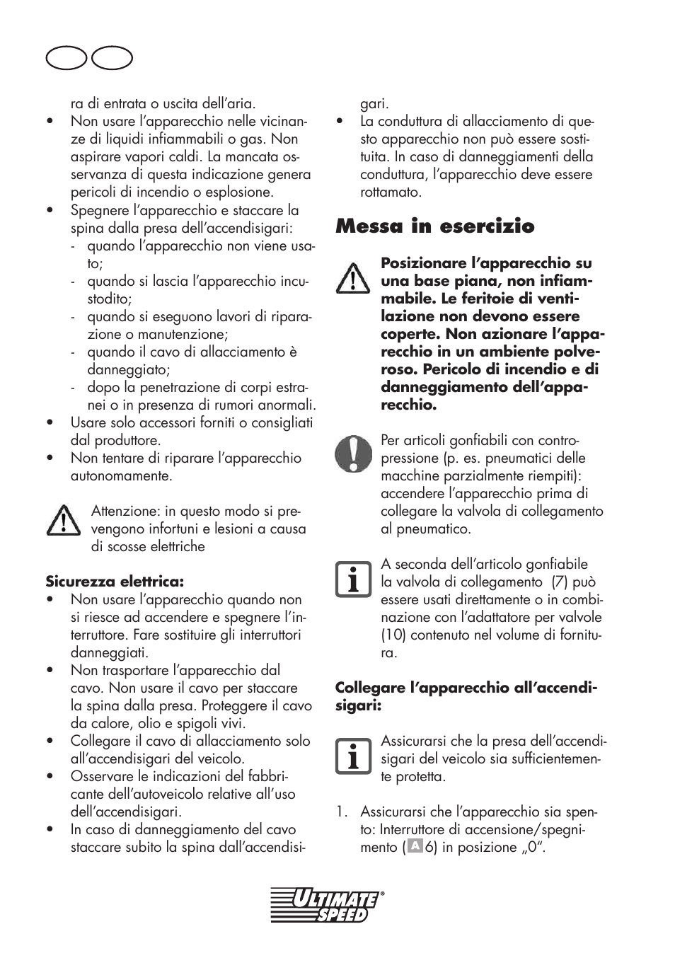 Messa in esercizio, It ch | Ultimate Speed UMK 10 A1 User Manual | Page 24 / 50