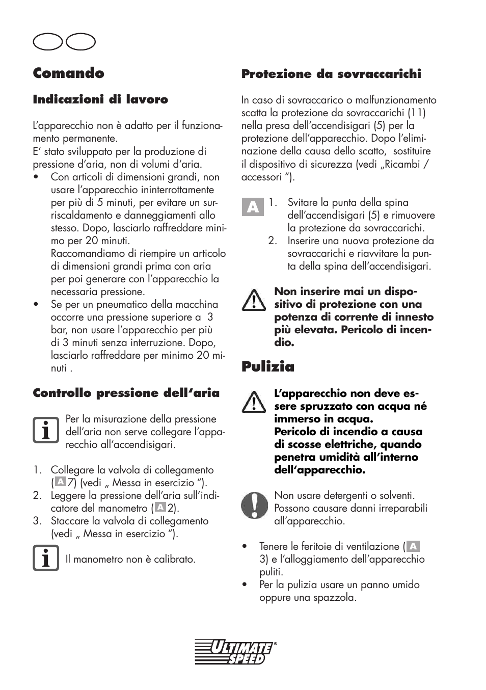 Comando, Pulizia, It ch | Ultimate Speed UMK 10 A1 User Manual | Page 26 / 50