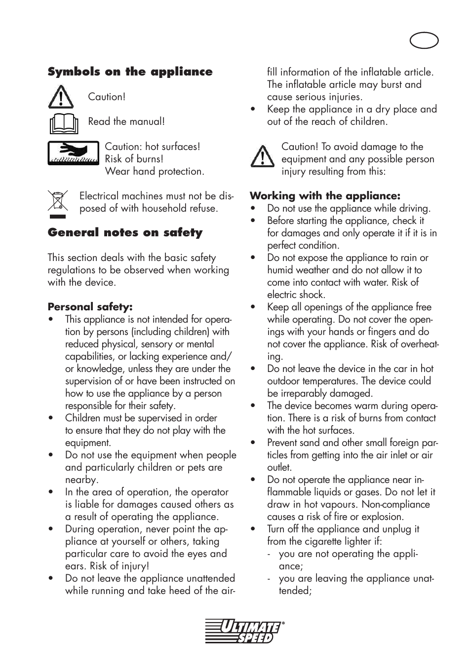 Ultimate Speed UMK 10 A1 User Manual | Page 41 / 50